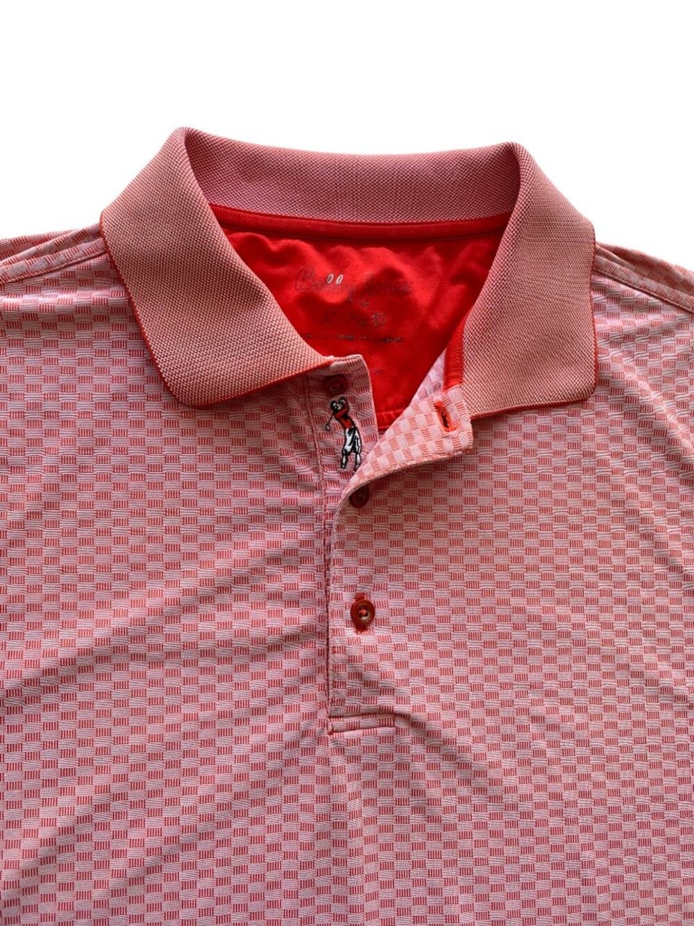 Bobby Jones Mens Sz Medium Red Patterned Golf Polo Shirt